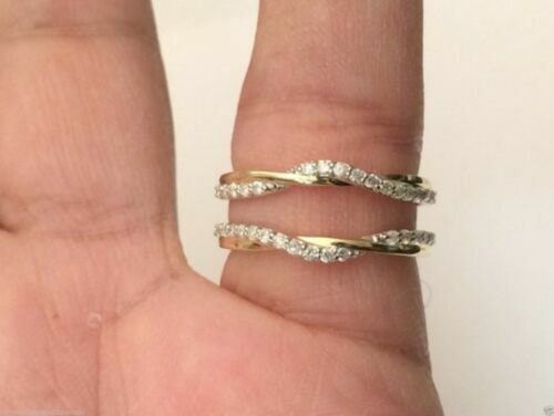 1.40Ct Round Cut Moissanite 14K Yellow Gold Over Enhancer Wrap Ring Guard 925 Sterling Silver
